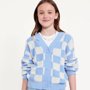 Blue and white Cardigan Sweater
